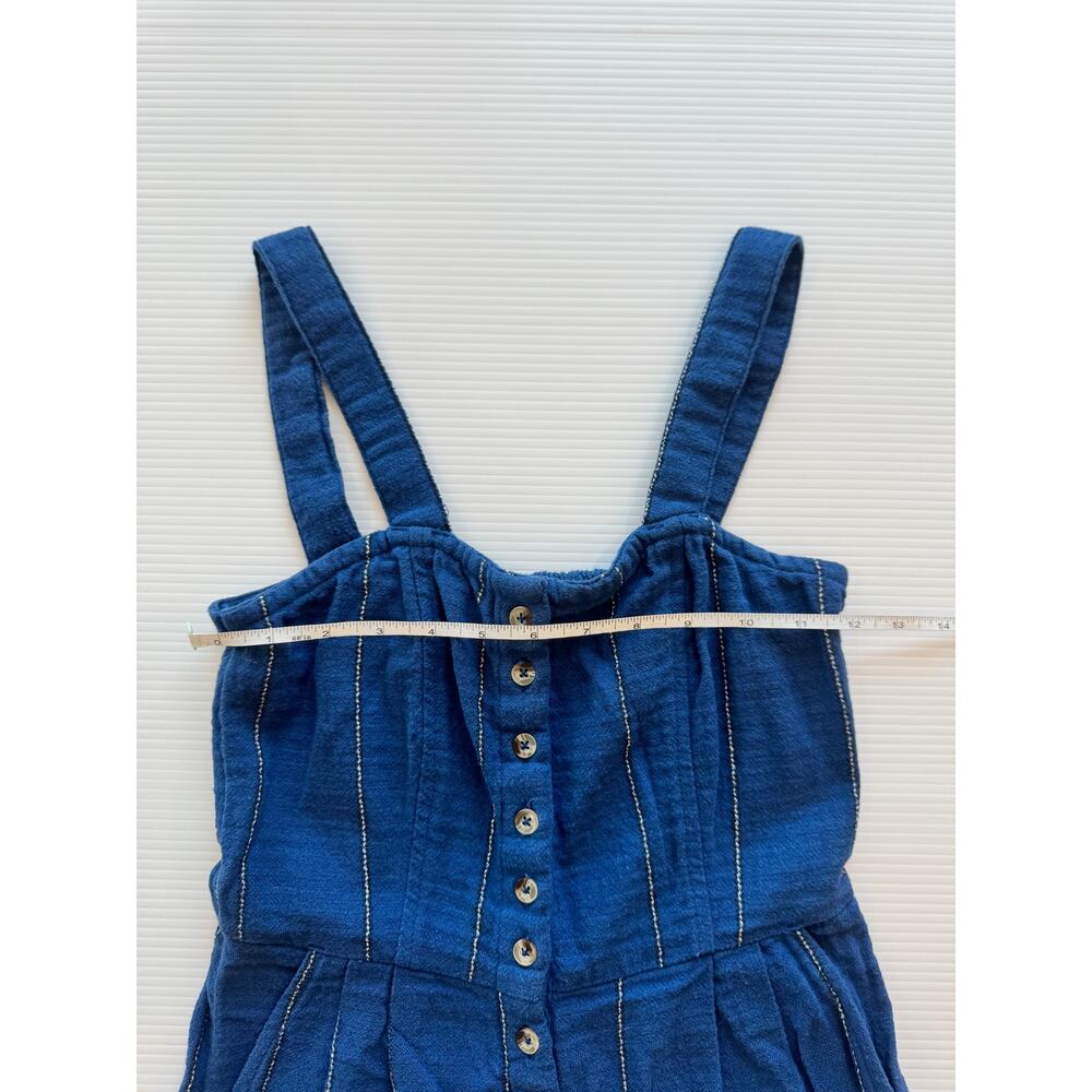 Billabong Paint The Town Jumpsuit XS Blue Striped Wide Leg Cotton Cropped - Picture 11 of 16